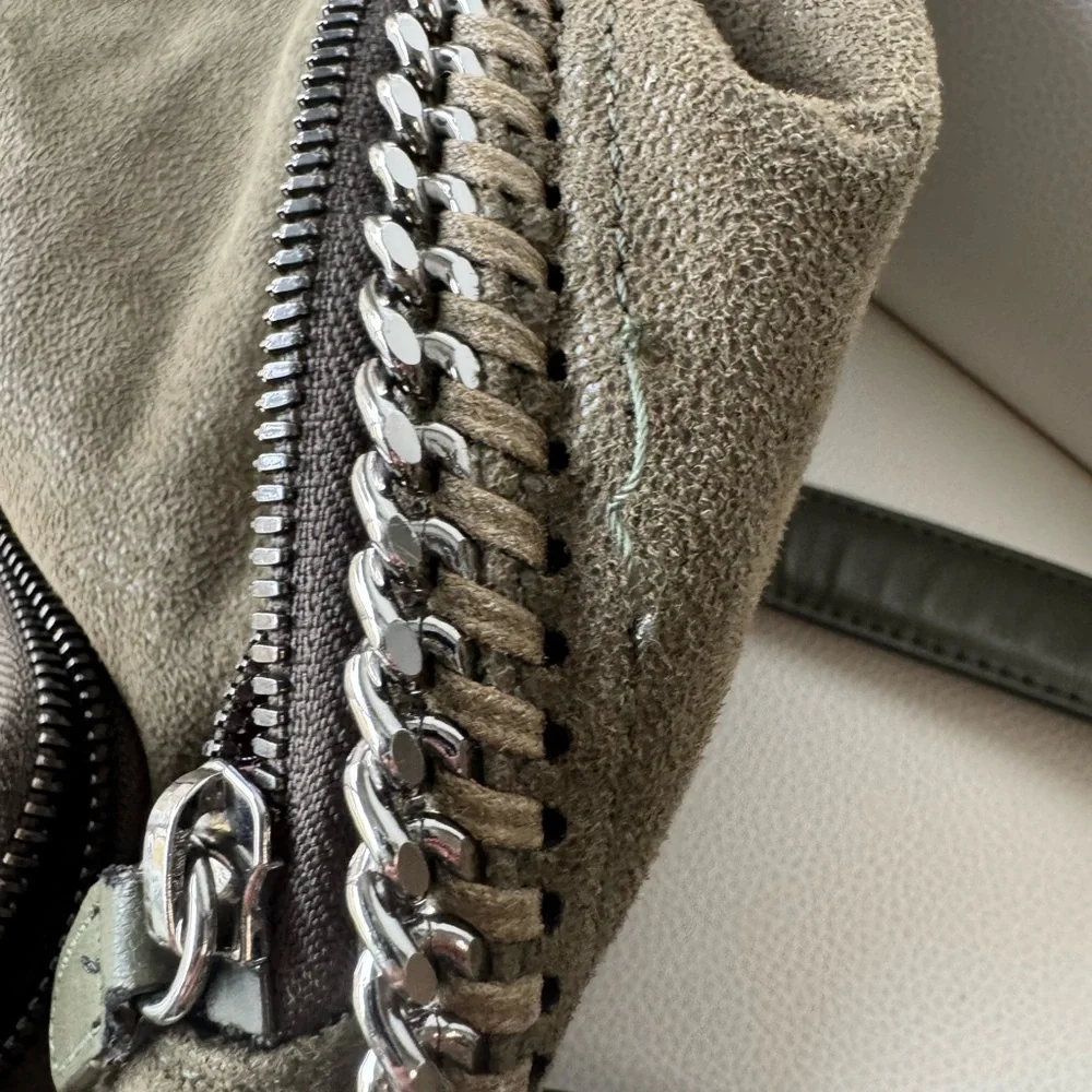 Stella McCartney Falabella Shaggy Deer Mini Backpack Olive Green Khaki Chain